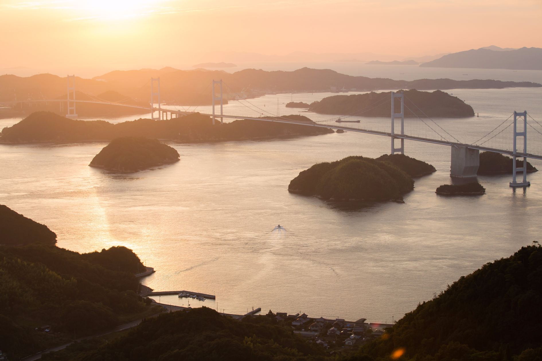 sunset Shimanami Kaido bridge