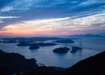 View of Shimanami Kaido at dusk